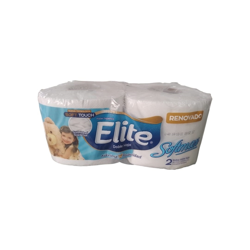 ELITE - Papel higienico DOBLE HOJA - SOFTMAX - 20 metros x 2 ROLLOS