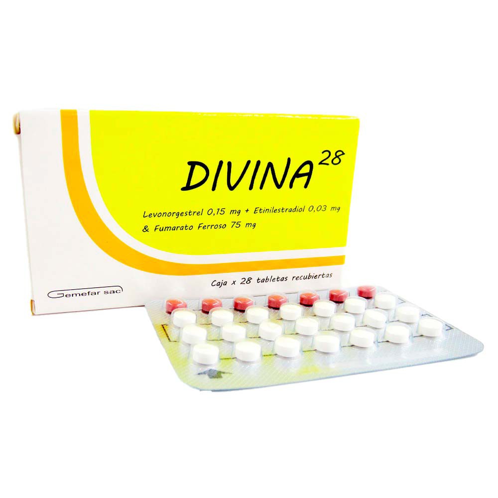 DIVINA 28 - Tabletas recubiertas x 28 dias - 0.15 mg + 0.03 mg + 75 mg