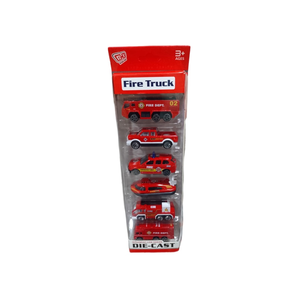 SET CARRITOS DIE CAST - Set de carritos de metal BOMBEROS / FIRE TRUCK - DIE CAST caja x 6