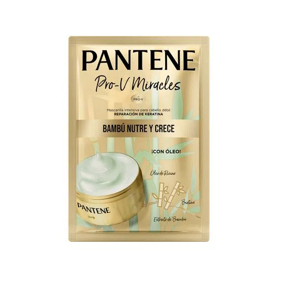 PANTENE - Mascarilla  para tratamiento del cabello PANTENE PRO - V MIRACLES - REPARACION DE KERATINA - BAMBU NUTRE Y CRECE - CON OLEO x 30 mL