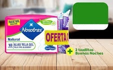 PROMOCION NOSOTRAS - Toallas femeninas NOSOTRAS - INVISIBLE CLASICA - TELA TIPO ALGODON x 10 unidades + Toallas femeninas NOSOTRAS - NATURAL BUENAS NOCHES x 2 unidades (copiar)