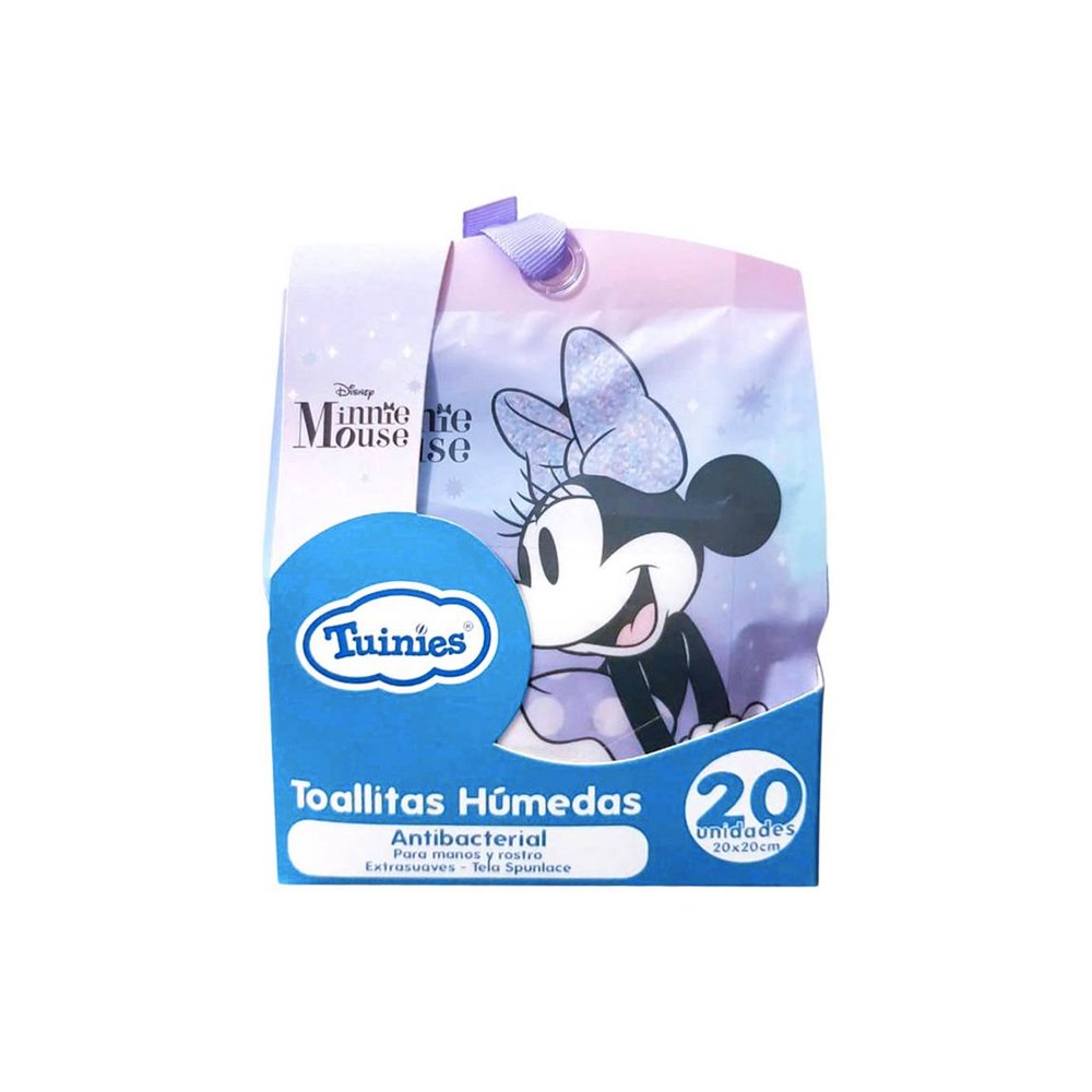 TUINIES - Toallitas humedas antibacterial para manos y rostro FROZEN II ( 20 x 20 cm) x 20 unidades