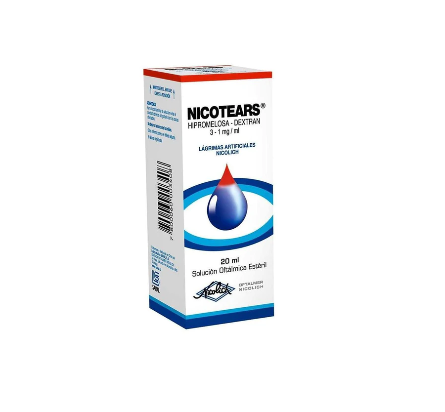 NICOTEARS - Solucion oftalmica esteril - Lagrimas artificiales x 20 mL - 3 mg + 1 mg