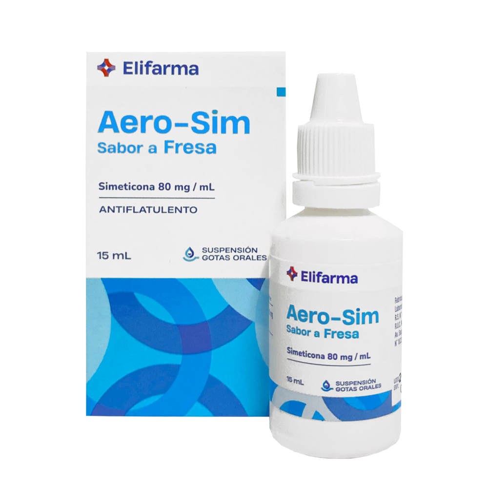AERO - SIM - Suspension oral gotas - SABOR FRESA - x 15 mL - 80 mg