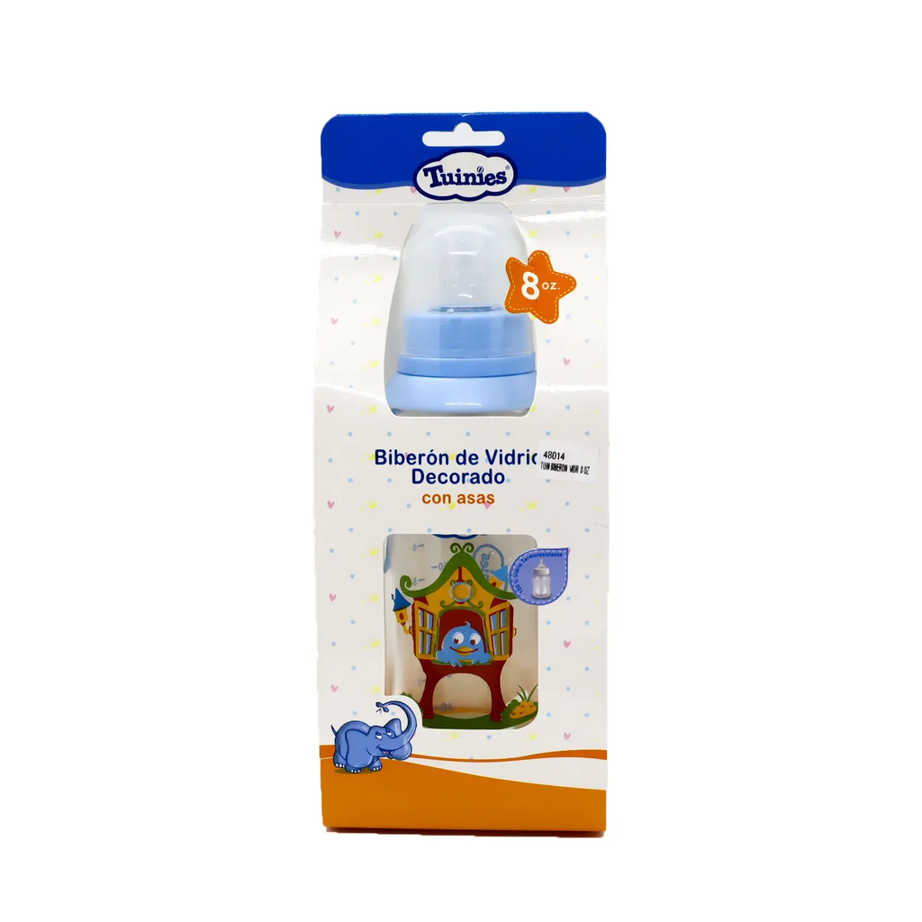 TUINIES - Biberon de vidrio decorado con asas - 8 OZ