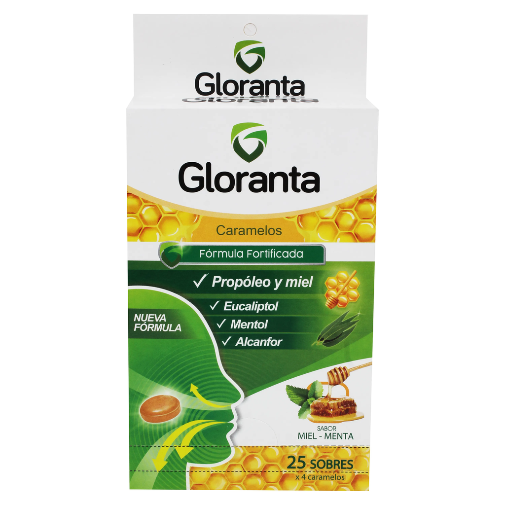 GLORANTA - Caramelos para chupar - SABOR MIEL - MENTA x 4