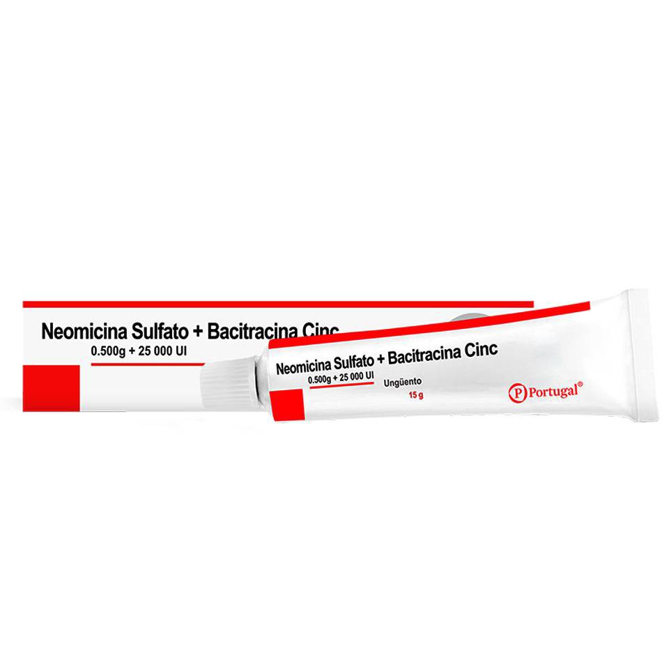 NEOMICINA SULFATO + BACITRACINA CINC - Unguento x 15 g - 0.500 g + 25 000 UI