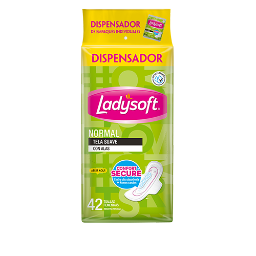 LADYSOFT - Toallas femeninas LADYSOFT - NORMAL - TELA SUAVE CON ALAS x 10 unidades (copiar)