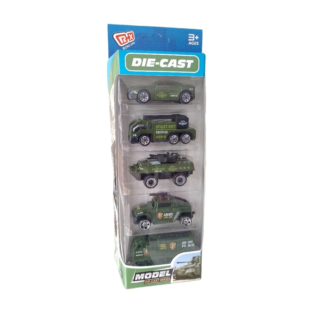 SET CARRITOS - Set de carritos MILITAR - DIE CAST caja x 5