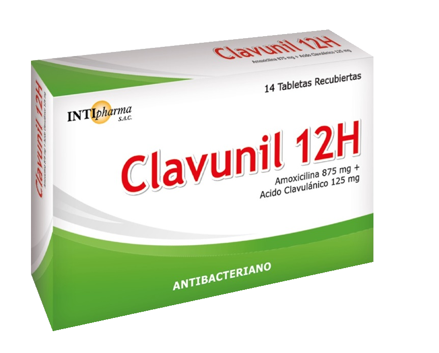 CLAVUNIL 12H - Tabletas recubiertas caja x 14 - 875 mg + 125 mg