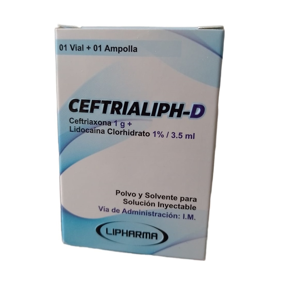 CEFTRIALIPH - D - Solucion inyectable ampolla - polvo + disolvente via I.M. - 1 g