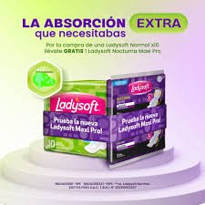 LADYSOFT - Toallas femeninas LADYSOFT - NORMAL - TELA SUAVE CON ALAS x 10 unidades (copiar)