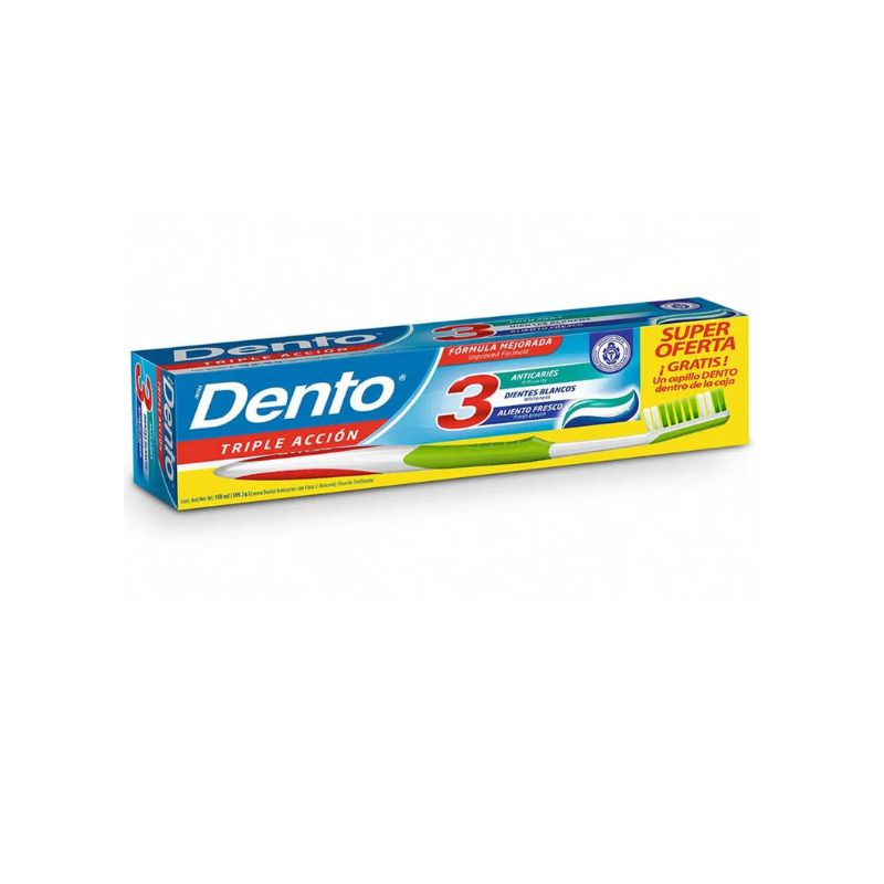 SUPER OFERTA DENTO - Super oferta DENTO TRIPLE ACCION 150 mL / 199.2 g + cepillo dental