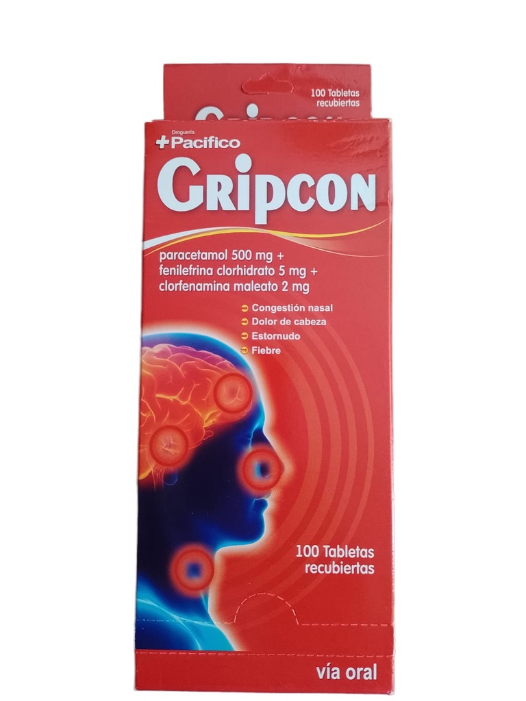 ANTIGRIPINA PLUS - Comprimidos recubiertos caja x 100 - 500 mg + 5 mg + 2 mg (copiar)