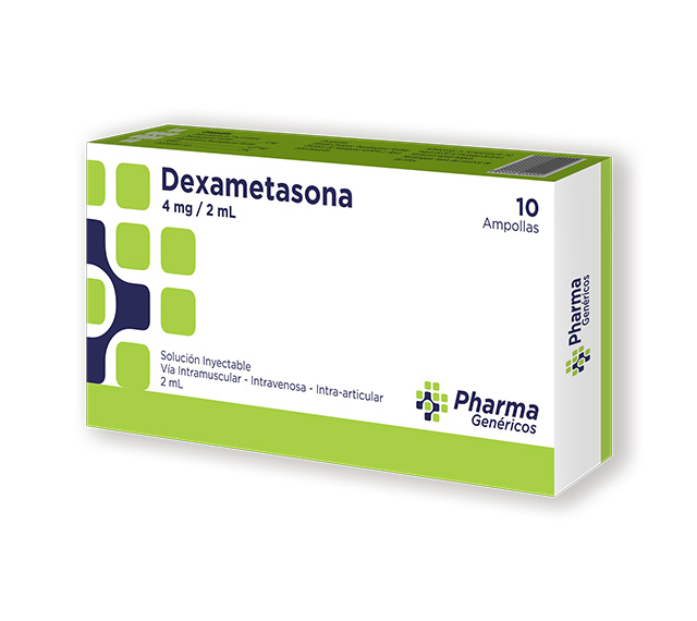 DEXAMETASONA PHARMAGEN - Solucion inyectable ampolla via I.M. - I.V. - I.A. caja x 100 - 4 mg / 2 mL (copiar)