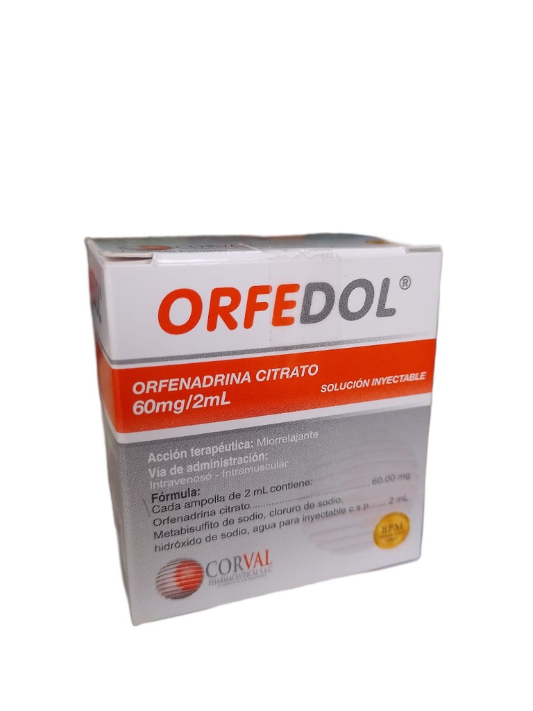 ORFEDOL - Solucion inyectable ampolla via I.M. - I.V. caja x 25 - 60 mg / 2 mL