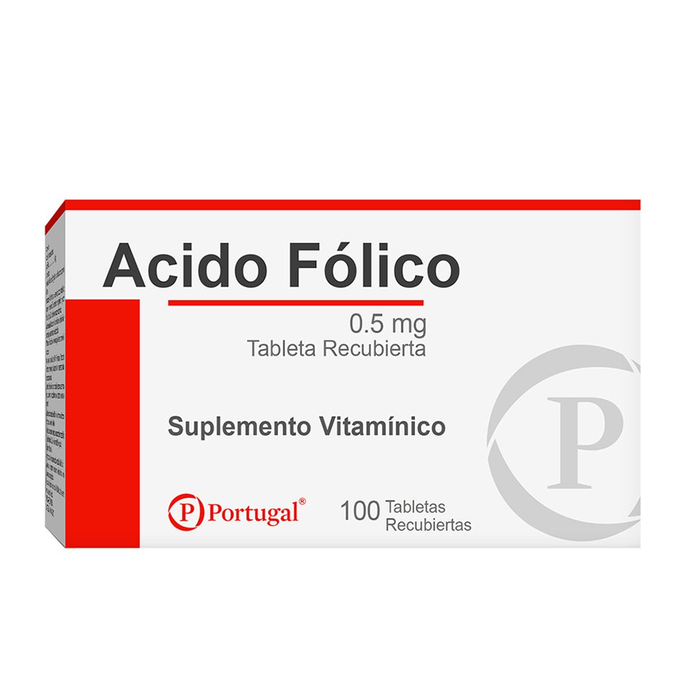 ACIDO FOLICO PORTUGAL - Tab. Recu. caja x 100  - 0.5 mg