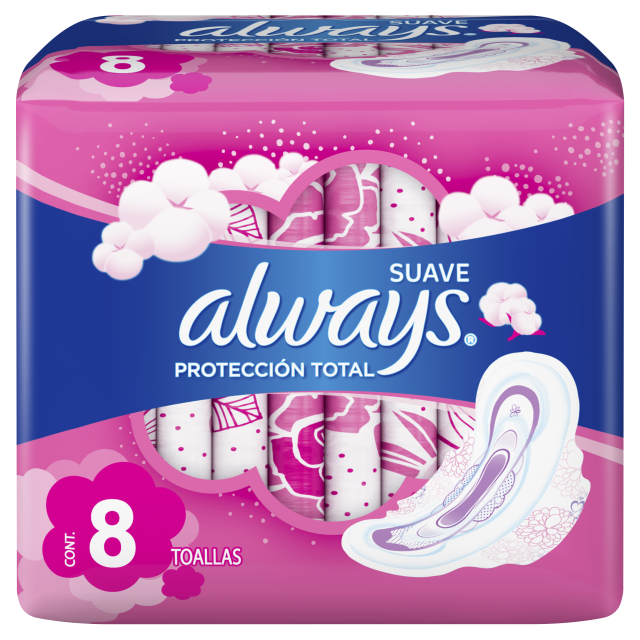 ALWAYS - Toallas femeninas ALWAYS - PROTECCION TOTAL - SUAVE x 8 unidades