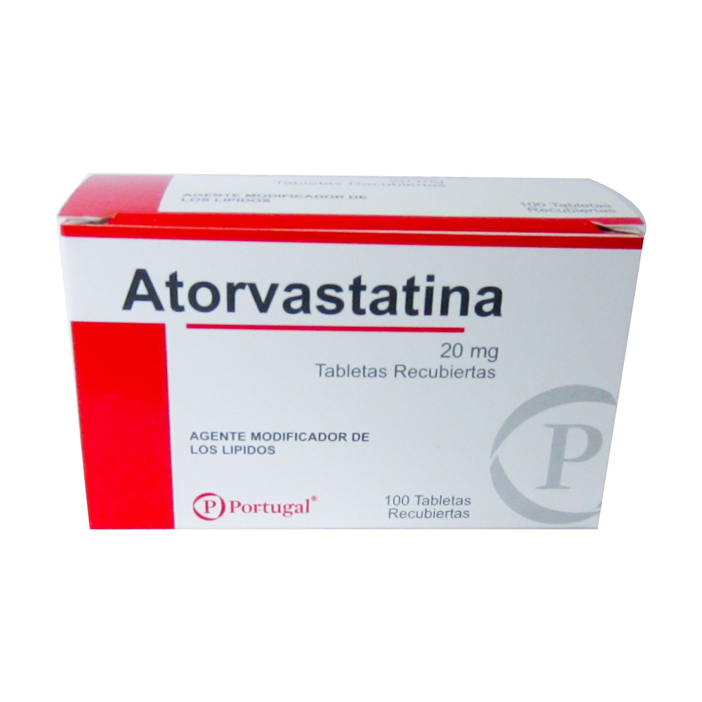 ATORVASTATINA PORTUGAL - Tab. Recu. caja x 100  - 20 mg