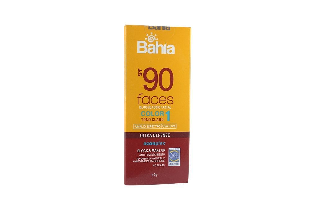 BAHIA FACES COLOR 1 - Bloqueador Solar SPF 90 FACES ULTRA DEFENSE COLOR 1 TONO CLARO - OZONPLEX x 10 g