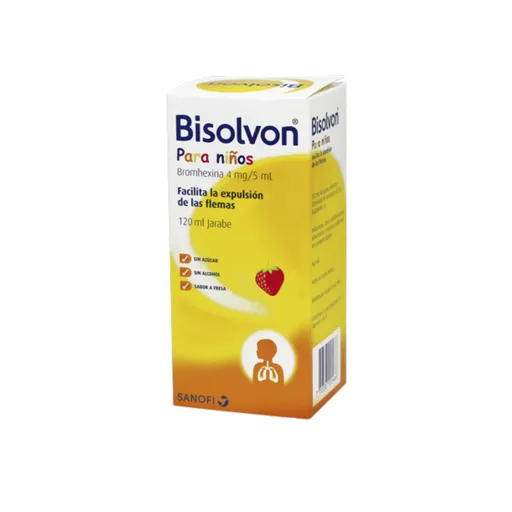 BISOLVON PARA NINOS - Jar. oral x 120 mL - SABOR A FRESA - 4 mg / 5 mL