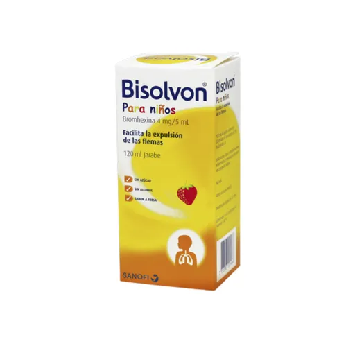 BISOLVON PARA NINOS - Jarabe oral x 120 mL - SABOR A FRESA - 4 mg / 5 mL