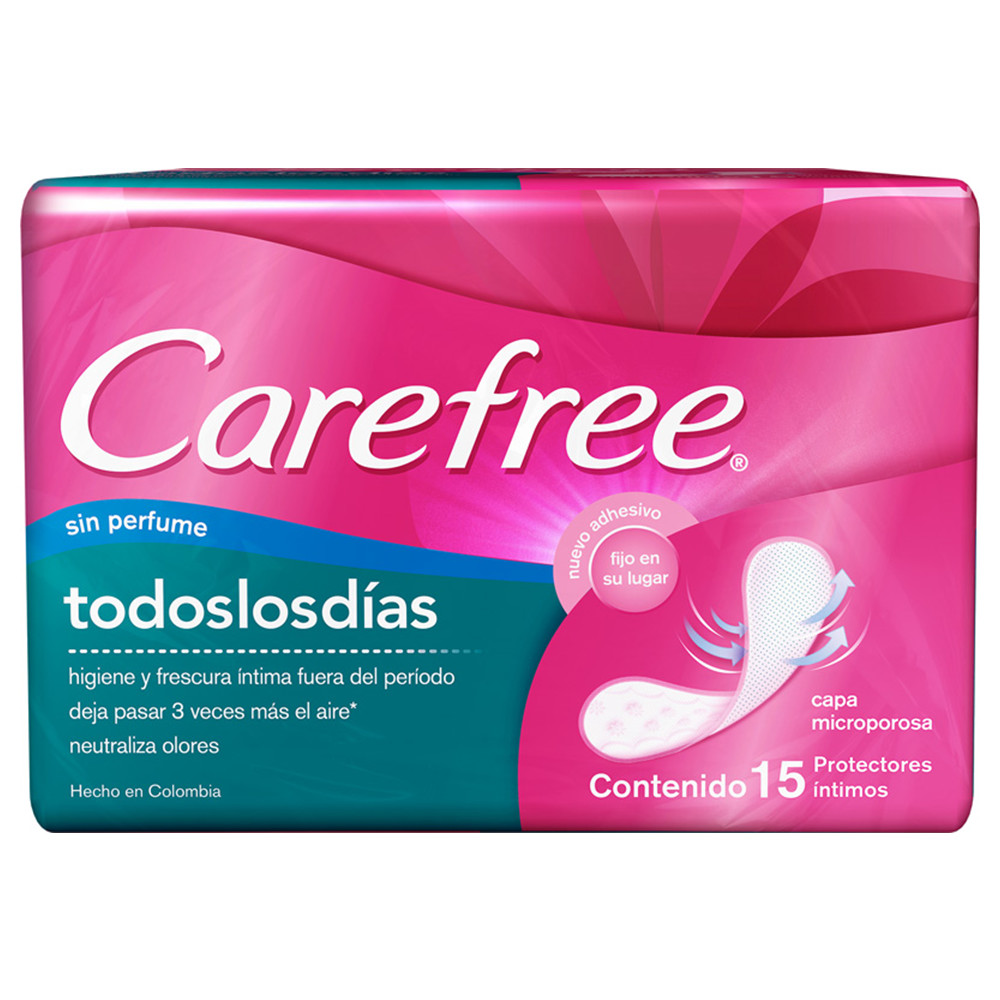 CAREFREE TODOS LOSDIAS - Protectores intimos CAREFREE - sin perfume x 15 unidades