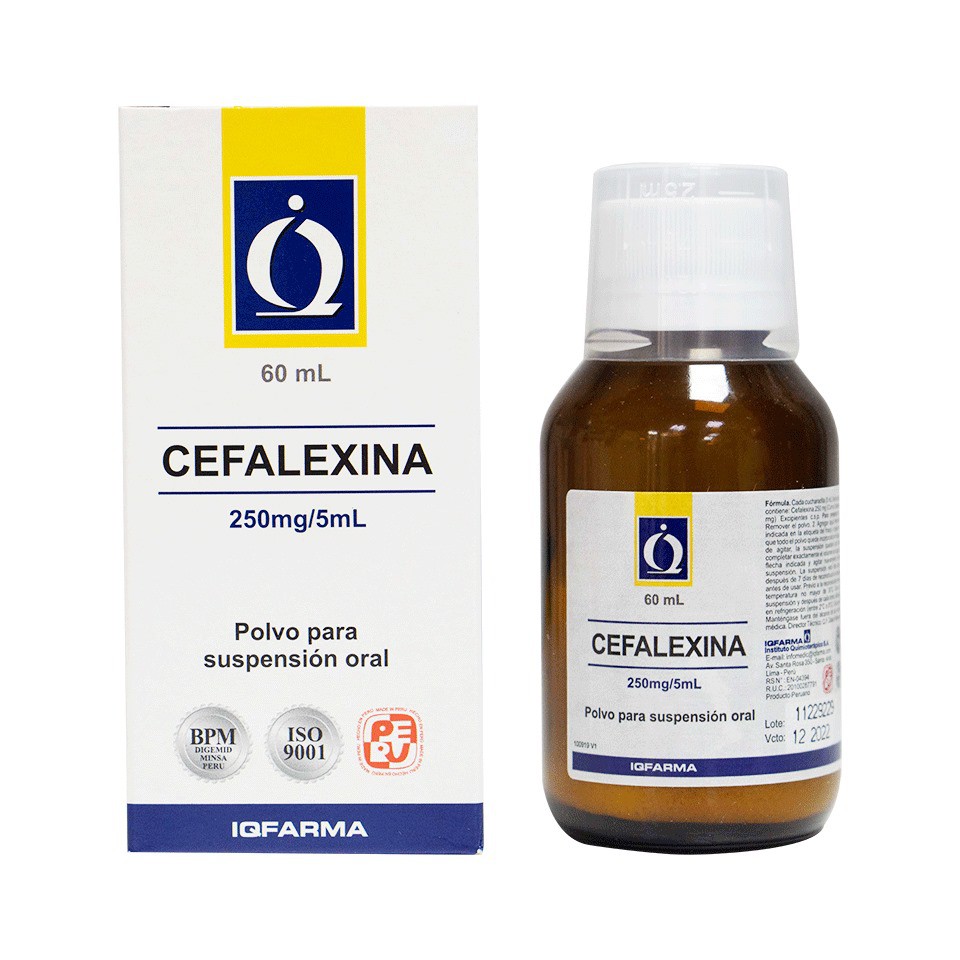 CEFALEXINA IQFARMA - Polv. Susp. Oral Fco. x 60 mL - 250 mg / 5 mL