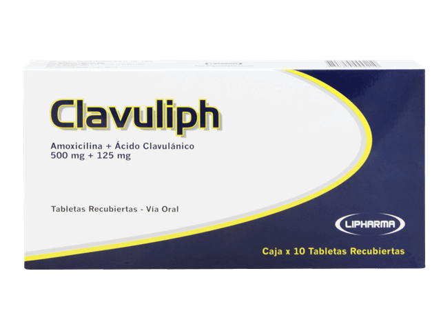 CLAVULIPH - Tab. rec. oral caja x 10 - 500 mg + 125 mg