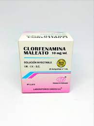 CLORFENAMINA MALEATO - Sol. Inyec. Amp. x 1 mL via I.M. - I.V. - S.C. caja x 25 - 10 mg /  mL