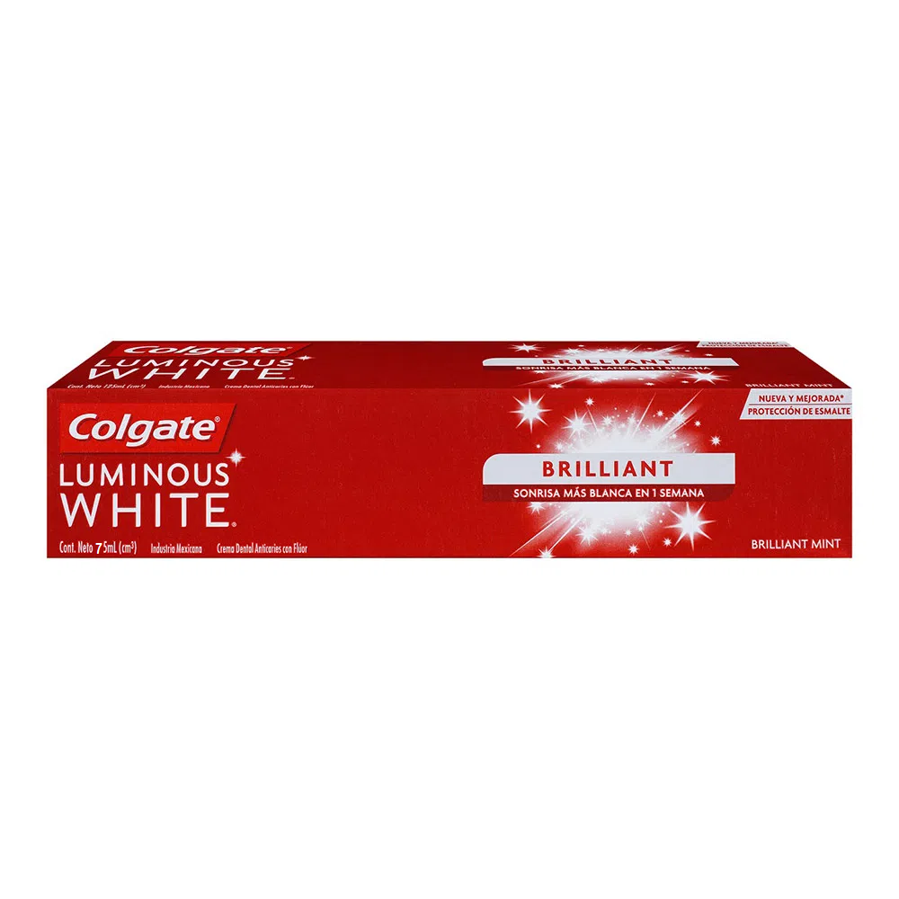 COLGATE LUMINOUS WHITE - Crema dental Anticaries con fluor BRILLIANT x 75 mL