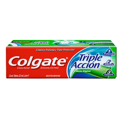 COLGATE TRIPLE ACCION - Crema dental Anticaries con fluor 22 mL