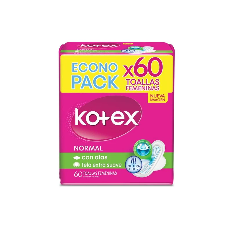 ECONO PACK KOTEX - Toallas femeninas KOTEX - NORMAL x 60 unidades