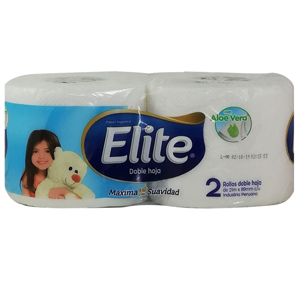 ELITE - Papel higienico con aloe vera DOBLE HOJA - 20 metros x 2 ROLLOS