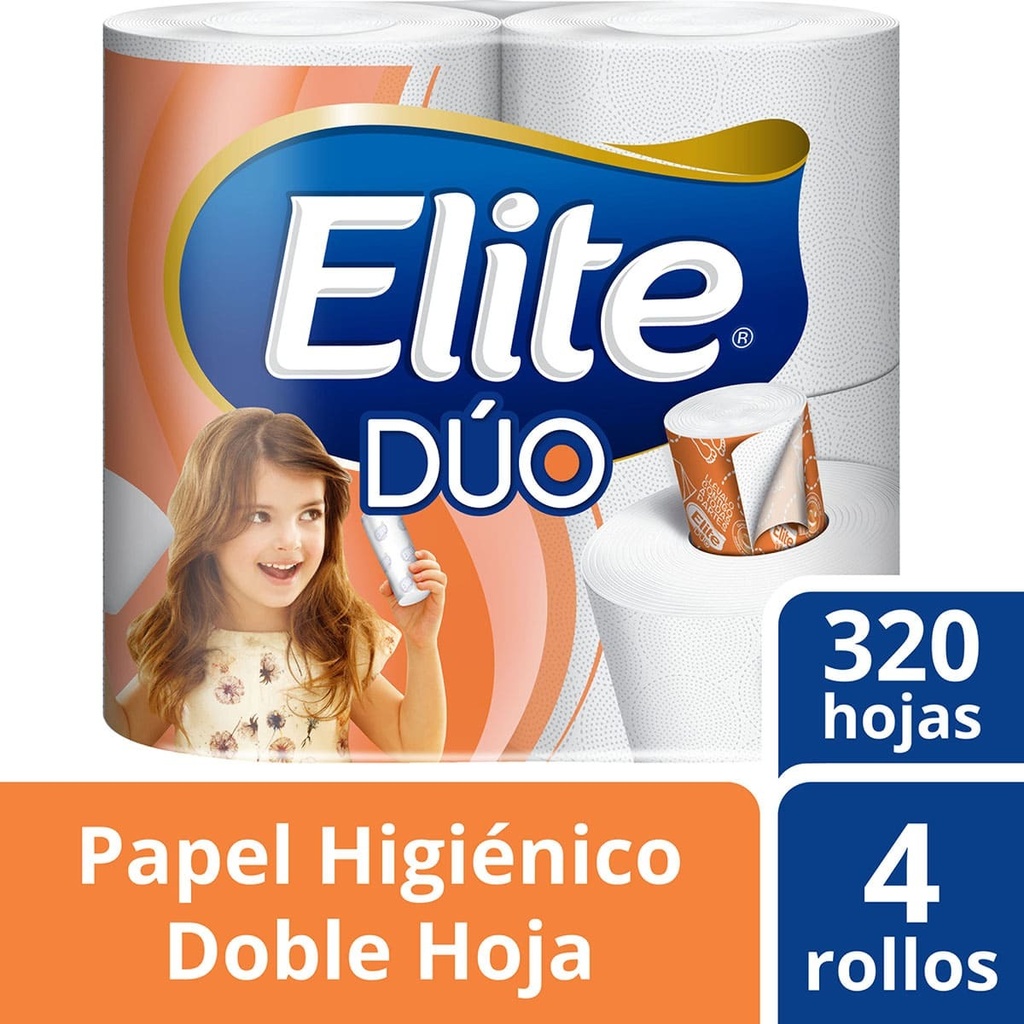 ELITE DUO - Papel higienico DOBLE HOJA DUO x 4 ROLLOS