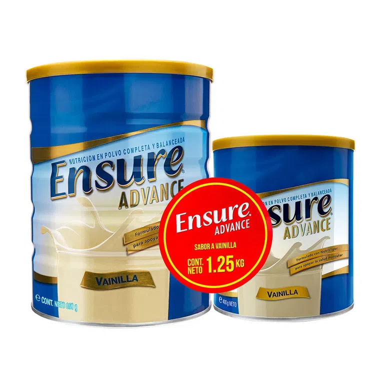 ENSURE PROMOCION 1.25 kg - Suplemento alimenticio ADVANCE EN POLVO - SABOR VAINILLA -  LATAS  850 g + 400 g