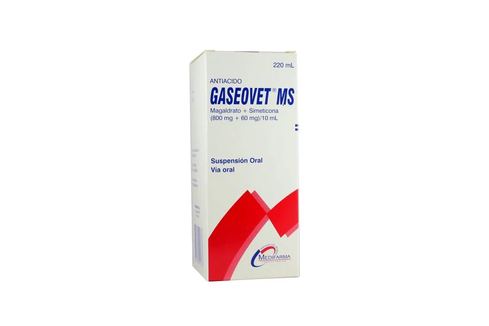 GASEOVET MS - Suspension oral x 220 mL - 800 mg + 60 mg / 10 mL