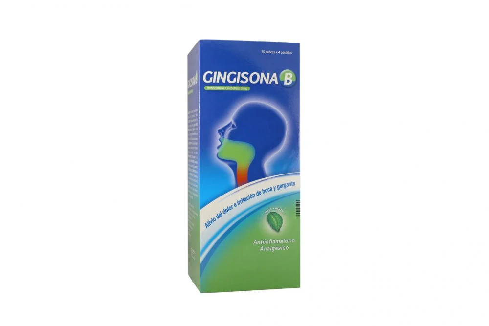 GINGISONA B - Pastillas caja x 240 (60 sobres x 4 c/u) - sabor MENTOL