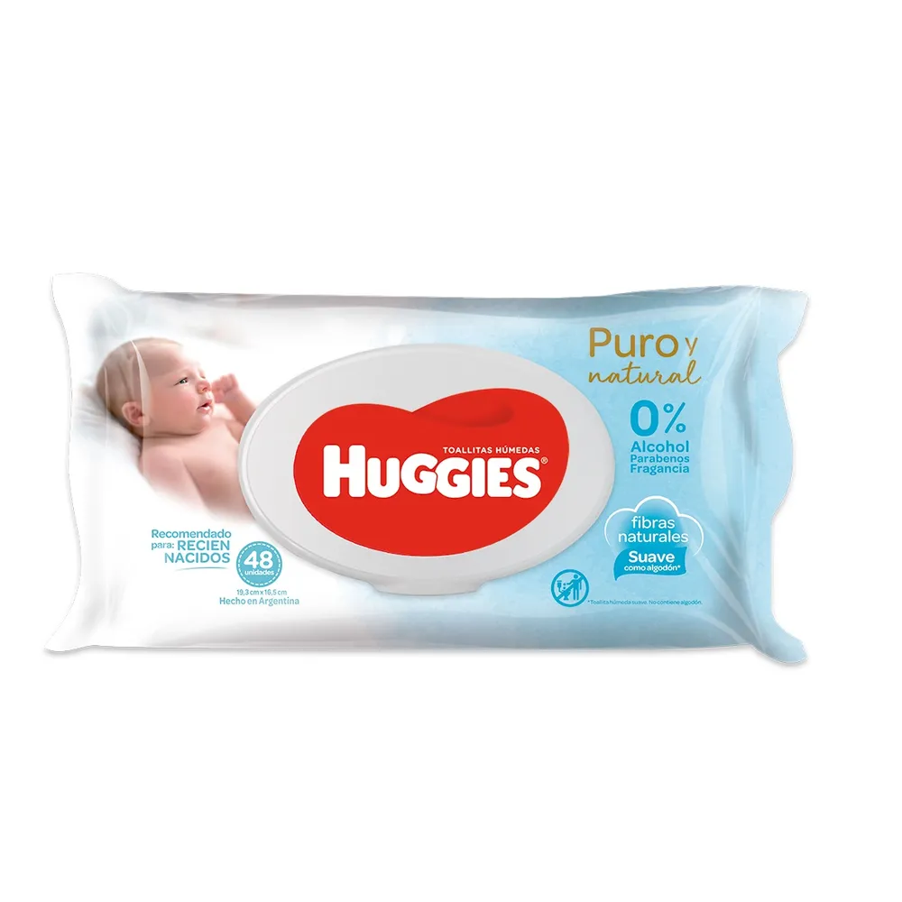 HUGGIES - Toallitas humedas PURO Y NATURAL x 48