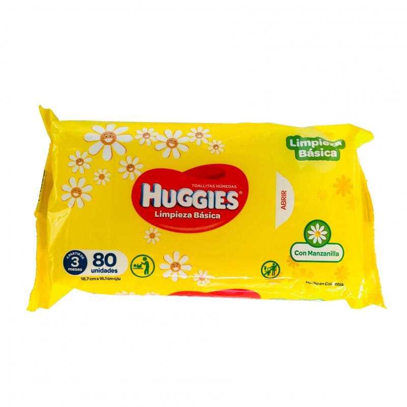 HUGGIES LIMPIEZA BASICA - Toallitas humedas CON MANZANILLA x 80