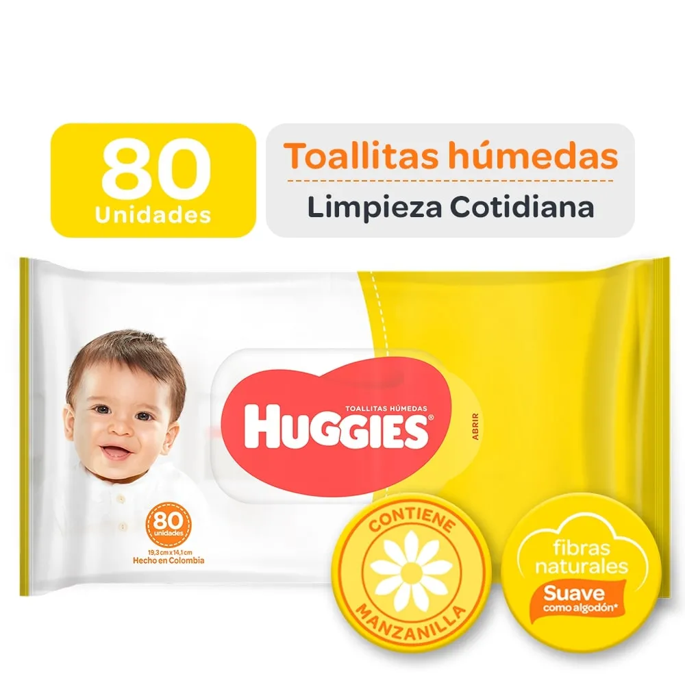 HUGGIES LIMPIEZA COTIDIANA - Toallitas humedas CONTIENE MANZANILLA x 80