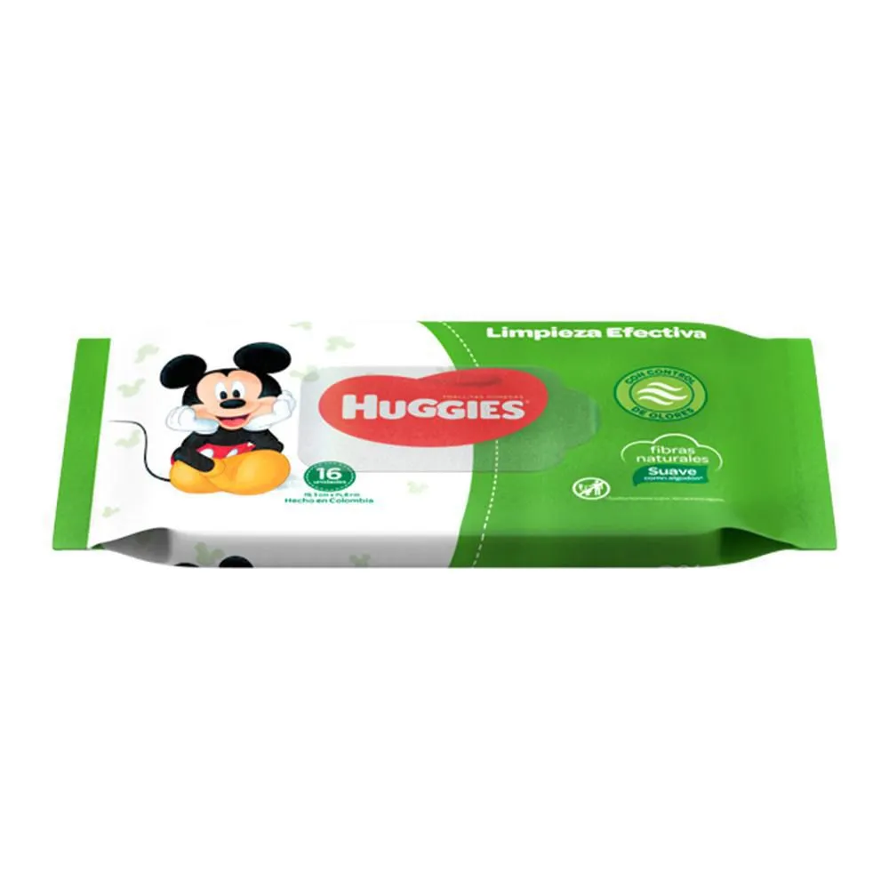 HUGGIES LIMPIEZA EFECTIVA - Toallitas humedas CON CONTROL DE COLORES x 16