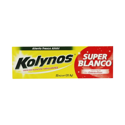 KOLYNOS - Crema dental con fluor + Calcio SUPER BLANCO x 22 mL - 31.9 g