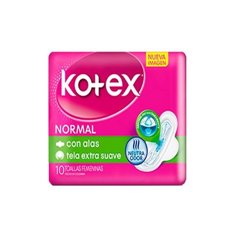 KOTEX - Toallas femeninas KOTEX - NORMAL - CON ALAS EXTRA SUAVE x 10 unidades