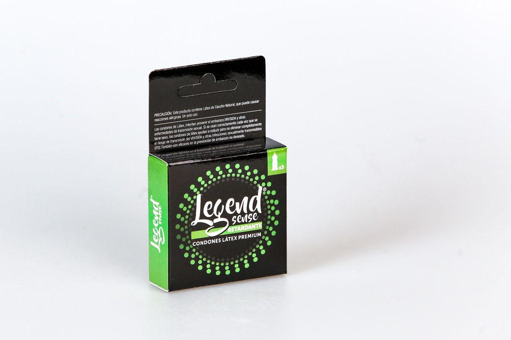 LEGEND SENSE RETARDANTE - Condones de latex premium lubricados x 3 - CON RETARDANTE