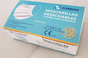 MASCARILLA FACIAL - Mascarilla facial DESECHABLE - 3 pliegues y ligas caja x 50 pcs