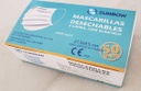 MASCARILLA FACIAL - Mascarilla facial DESECHABLE - 3 pliegues y ligas caja x 50 pcs