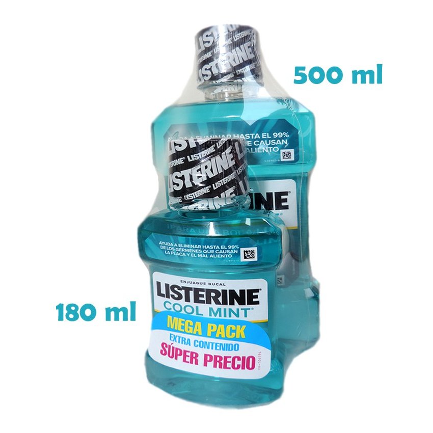 MEGA PACK LISTERINE COOL MINT - Enjuague Bucal COOL MINT x 500 mL + 180 mL