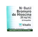 N - BUTIL BROMURO DE HIOSCINA - Sol. Inyec. Amp. via I.M. - I.V. caja x 10 - 20 mg / 1 mL