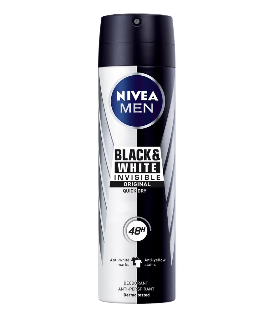 NIVEA MEN - Aerosol antitranspirante INVISIBLE FOR BLACK &amp; WHITE ANTIBACTERIAL x 91 g / 150 mL